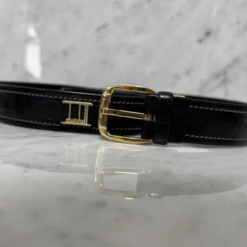dunhill 던힐 벨트 블랙 스티치 골드 천연 가죽 가죽