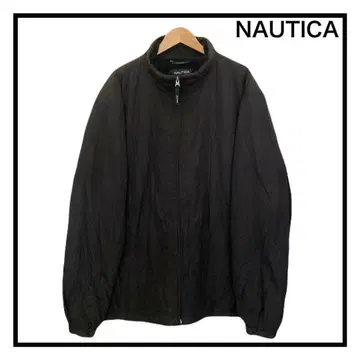 NAUTICA 보아 자켓 블루종 나일론 남성용 블랙 로고 XL