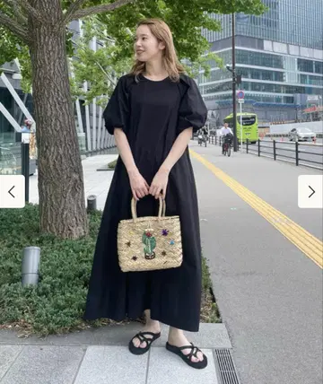 Ray BEAMS BOX 턱 볼륨 슬리브 원피스