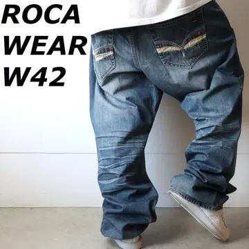 로카웨어 ROCAWEAR 자수 로고 블루 와이드 데님 42