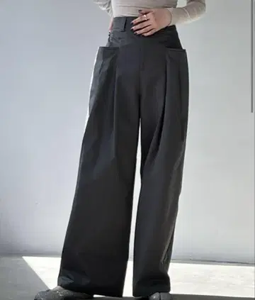 2턱 사이드 포켓 와이드 팬츠 L