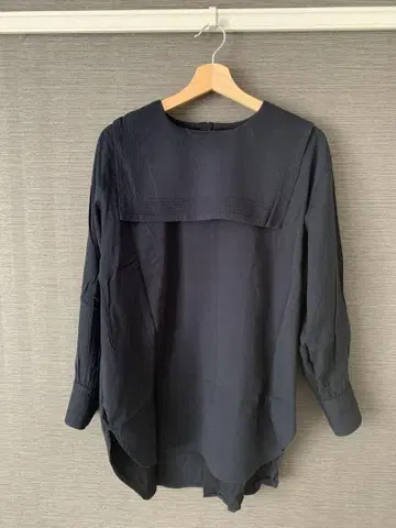 SHIPSany 빅 칼라 블랙 스티치 긴팔 셔츠