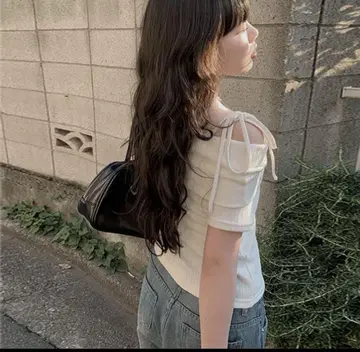 anyonemore 리본 오프숄더 블랙