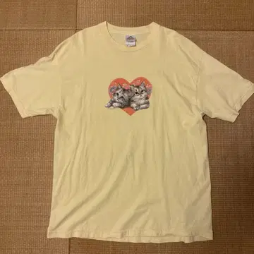 90s 고양이 프린트 티셔츠 made in usa