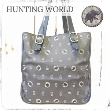 HUNTING WORLD 캔버스 가죽 토트 핸드백 숄더백