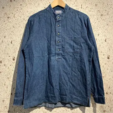 BLUE BLUE 풀오버 노카라 데님 셔츠 블루블루 인디고