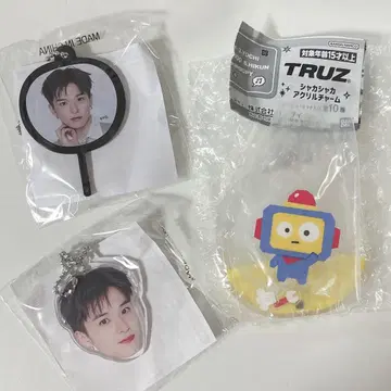 treasure 캡슐 토이 아사히 얼굴 아크링 키링 미니 부채