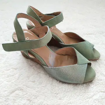DICI 샌들 그린 23cm 코르크 디자인 통굽