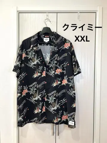 THE CRIMIE 2XL 마리아 스컬 알로하 셔츠 블랙 반팔