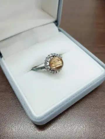 프리 사이즈 골든 루틸 반지 925