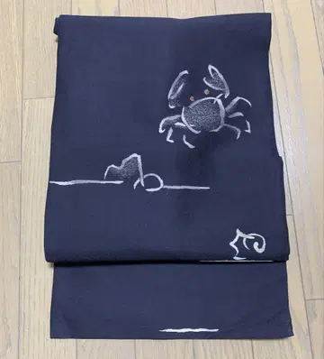게 무늬 블랙 나고야 오비