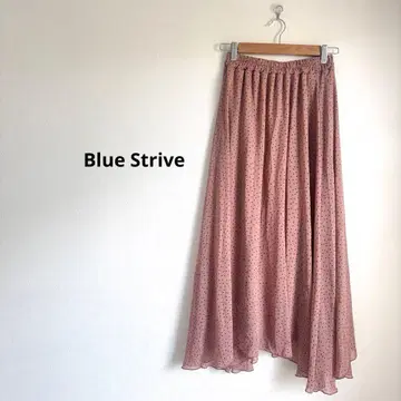 Blue Strive 도트 무늬 플레어 롱 스커트 더스티 핑크 사이즈 M