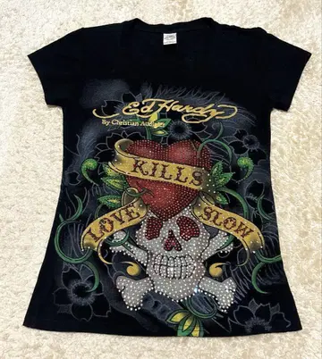 Ed Hardy 에드하디 티셔츠 스컬 y2k 큐빅