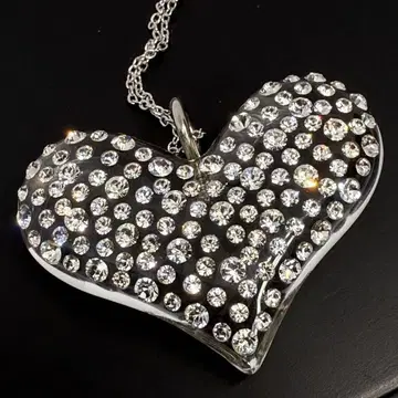 안드러브 &LOVE 하트 롱 목걸이 파베풍 펜던트