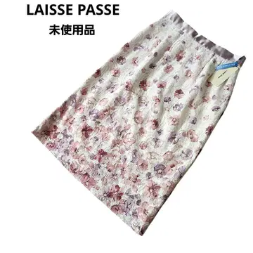 LAISSE PASSE 미사용품 꽃무늬 스커트 전체 레이스 세탁 가능