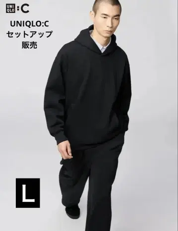 유니클로: C 맨투맨 후드티 셋업 블랙