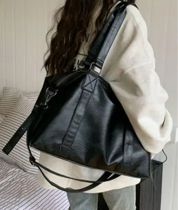 MUSINSA 한국 가죽 보스턴 백 블랙