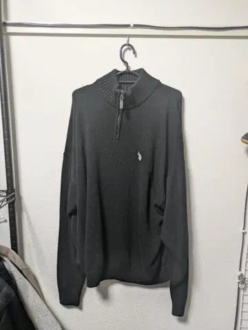 U.S. POLO ASSN. 하프 지퍼 니트 M 사이즈 블랙