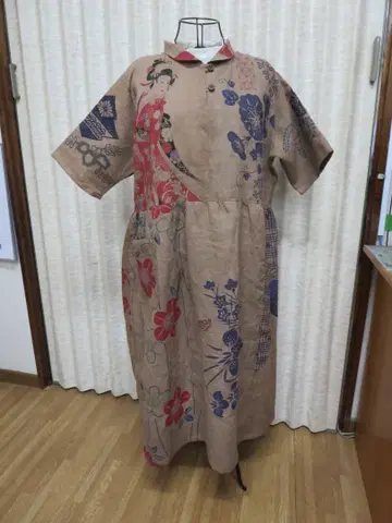 감즙 우키요에 손수건 원피스