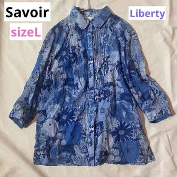 Savoir 리버티 프린트 블라우스 영어 필드 사이즈 L