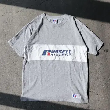 90s USA 러셀 애슬레틱 프린트 티셔츠 화이트 그레이