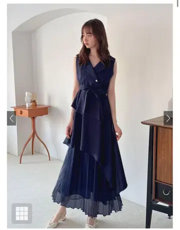리본 벨트 포함 아지메 트렌치 원피스 [pm548 그레일