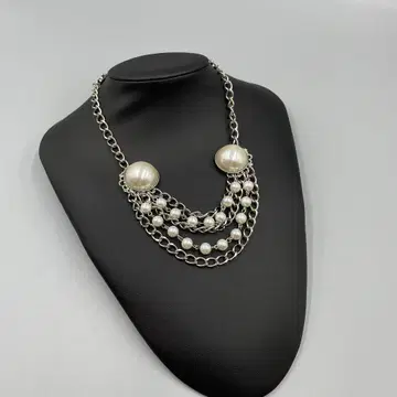 061 MILANO 이탈리아제 다층 체인 펄풍 목걸이