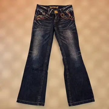 RIOBERA Vintage 다크 블루 플레어 팬츠 y2k 헤이세이 갸루