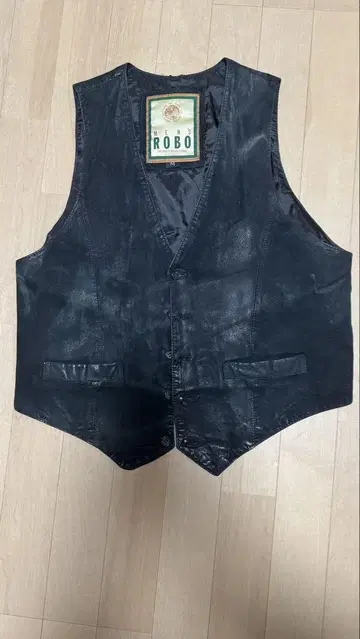 블랙 가죽 베스트 남성용 돈피