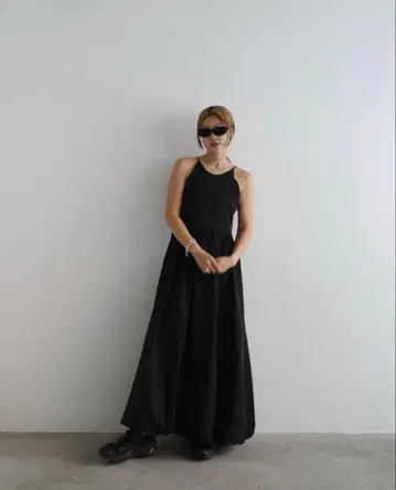 hideka 씨 시마무라 벌룬 원피스 LL 블랙