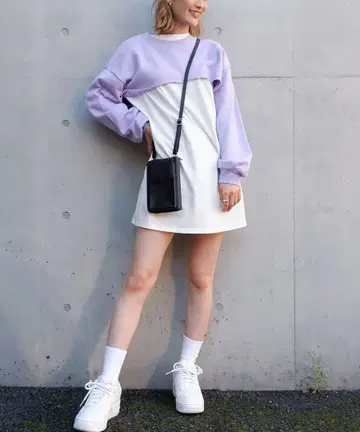 spiral girl 숏 츄리 레이어드 원피스 퍼플 보라색 새상품 F
