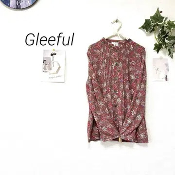 9468 Gleeful 꽃무늬 긴팔 블라우스 티셔츠 레트로 봄~가을