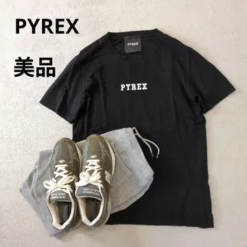 PYREX 파이렉스 전후 로고 크루넥 티셔츠 블랙 검정 새상품급