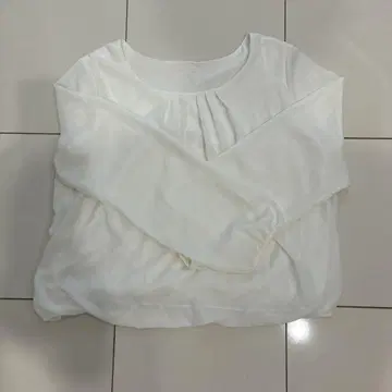 플라스테 PLST 화이트 플리츠 넥 긴팔 셔츠 2XL