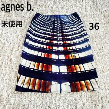 미사용 agnes b. 에네스베 전사 프린트 스커트 36 프랑스제