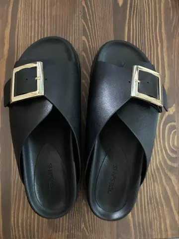 SHIPS any 버클 벨트 플랫폼 샌들 블랙 블랙
