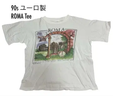 90s 유로 제 로마 ROMA 관광 프린트 티셔츠 화이트 아트 티셔츠