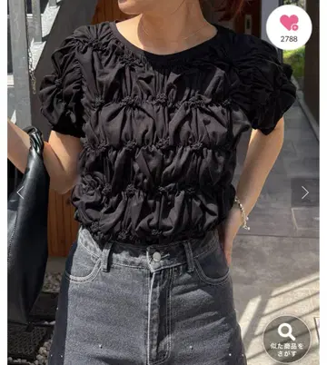 CAPRICIEUX LE'MAGE 셔링 휘핑 티셔츠 블랙
