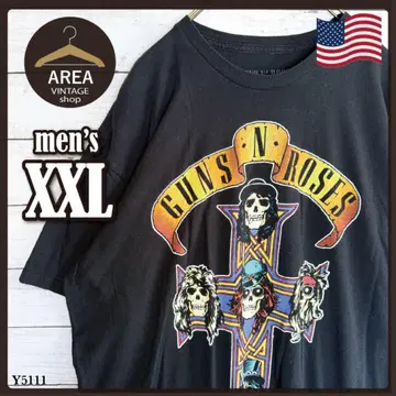 건즈 앤 로지즈 티셔츠 2XL 밴딩 티셔츠 블랙 USA제 구제 의류