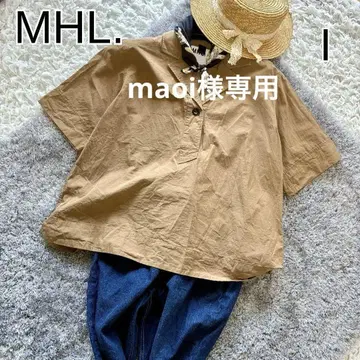 MHL. 마가렛 호웰 반팔 셔츠 풀오버 브라운 일본제