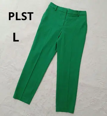 PLST 플라스테 린넨 블렌드 스틱 팬츠 세탁 가능 그린 L 린넨