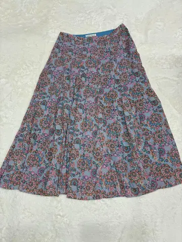 LAURA ASHLEY 로라 애슐리 롱 플레어 스커트 쉬폰 꽃무늬