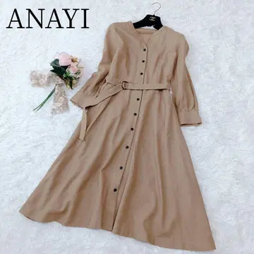 최근 모델 [아나이/ANAYI] 울 조젯 V 넥 원피스 벨트