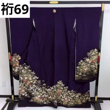 기모노 후리소데 화장 69 순수 실크 슈퍼 방울 가드 삼문 U-7090