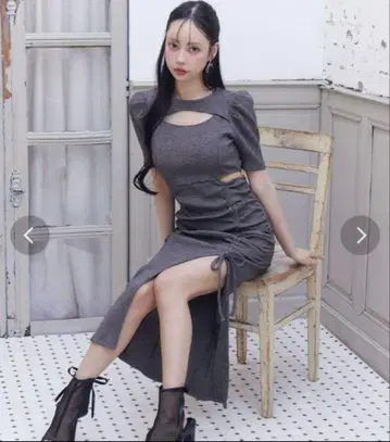 eatme 데콜테 리브 원피스
