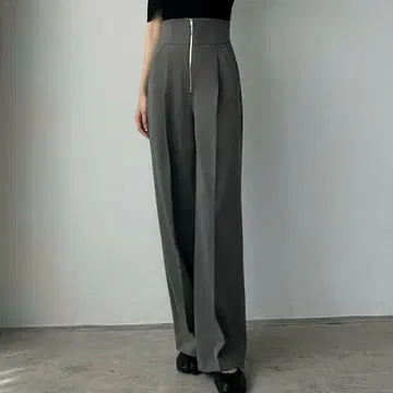 Louere 루에르 프론트 지퍼 팬츠 하이 웨스트 센터 프레스 M