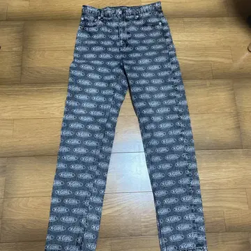 x-girl 로고 프린트 스트레이트 데님