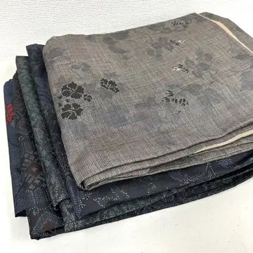 오시마 명주 기모노 순수 실크 5벌 묶음 판매 리메이크 재료 S-1571