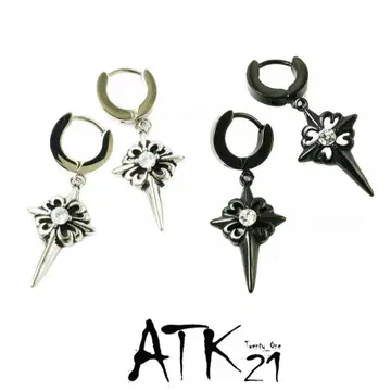 ATK21 크로스 후프 귀걸이 한쪽 귀용