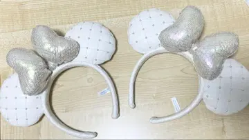 디즈니 화이트 리본 귀 머리띠 2개 세트